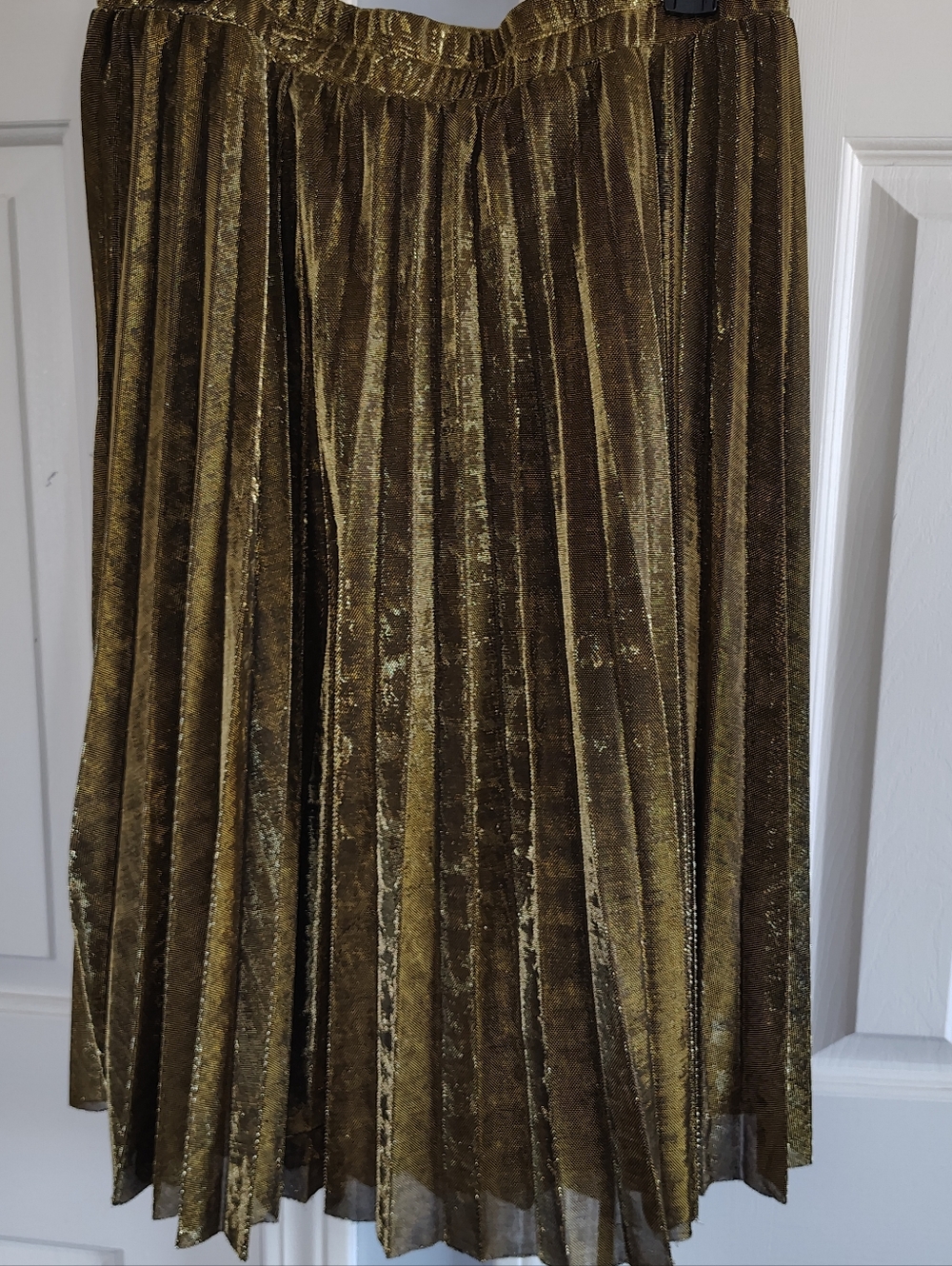 Chartou Gold Accordian Pleated Midi Skirt XL